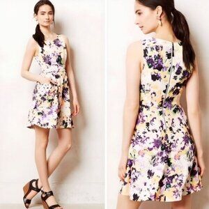 Maeve Lemon Garden Dress ✦ White Floral Cottagecore Pockets ✦ 4P Anthropologie